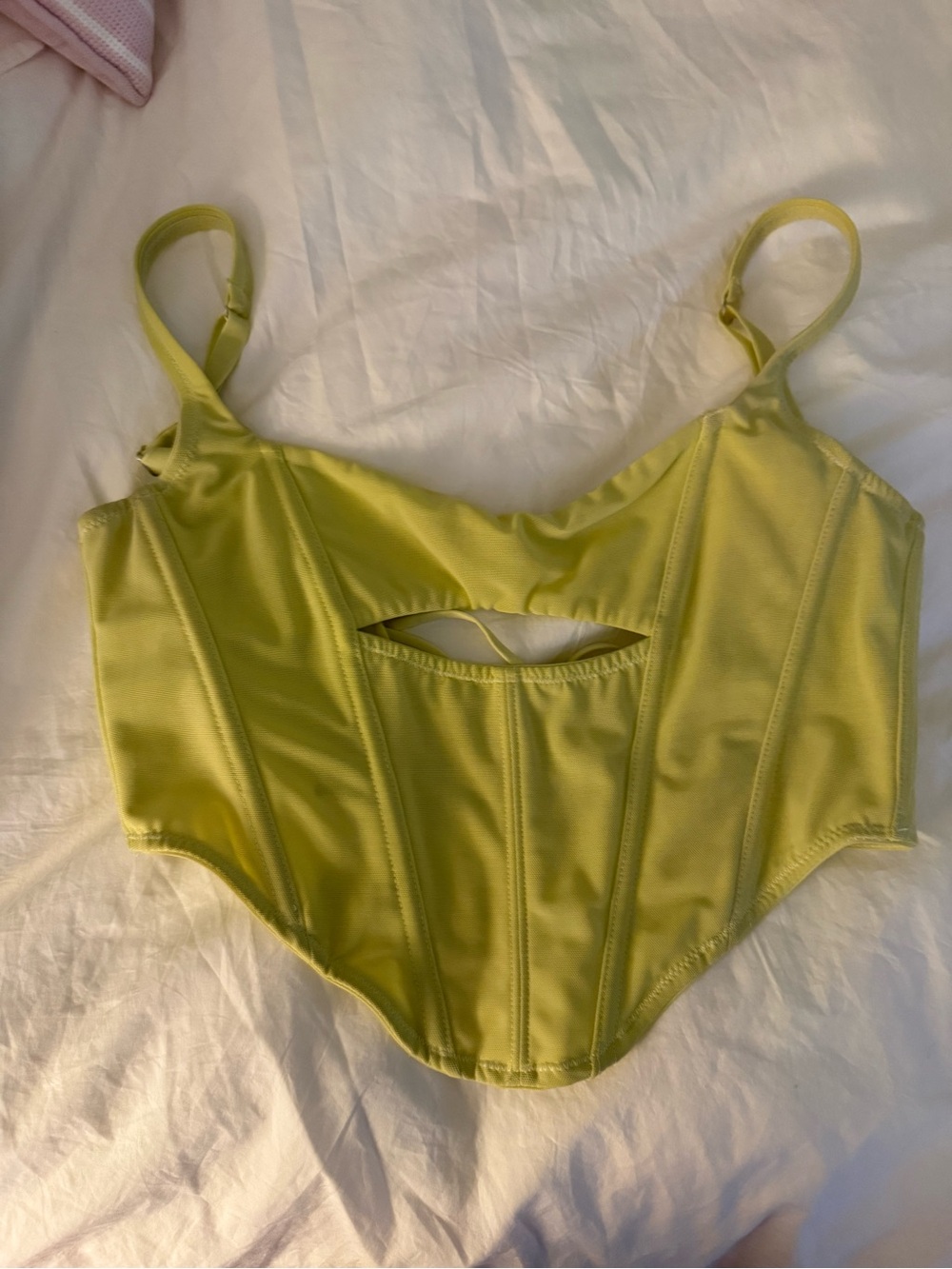Urban Outfitters Lime Green Satin Corset Tank